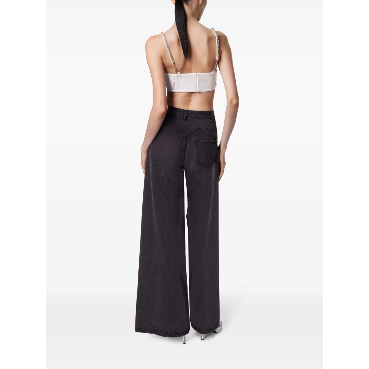 crystal-embellished high-rise wide-leg jeans - Img 5