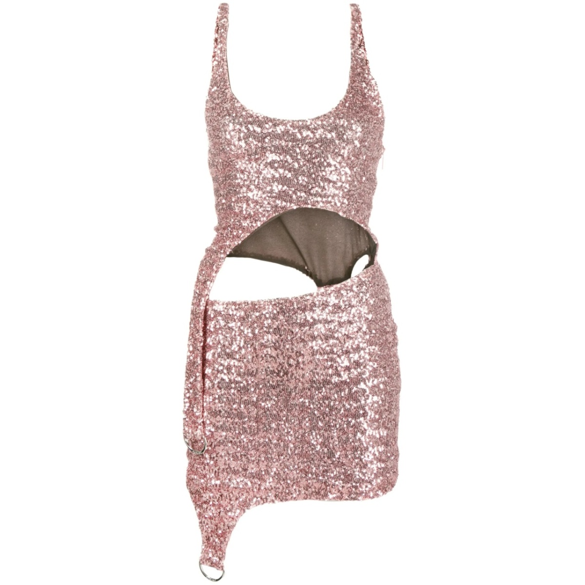 cut-out asymmetric sequin minidress