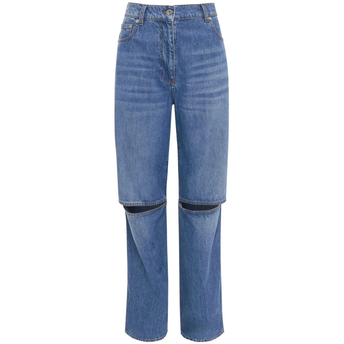cut-out bootcut jeans