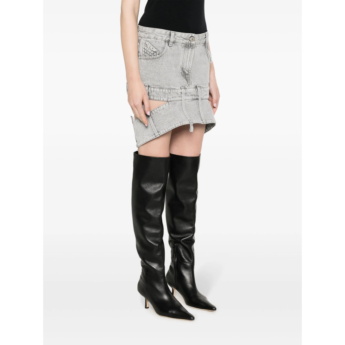 cut-out denim mini skirt - Img 3