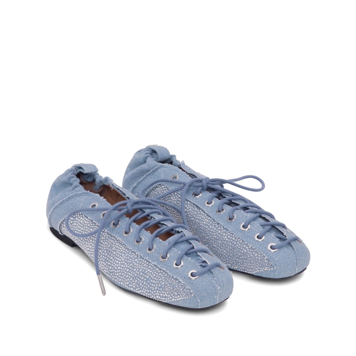 denim lace-up ballet flats