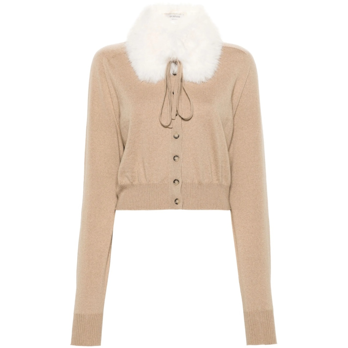 detachable-collar wool cardigan