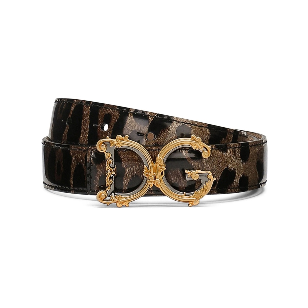 DG-buckle leopard-print belt