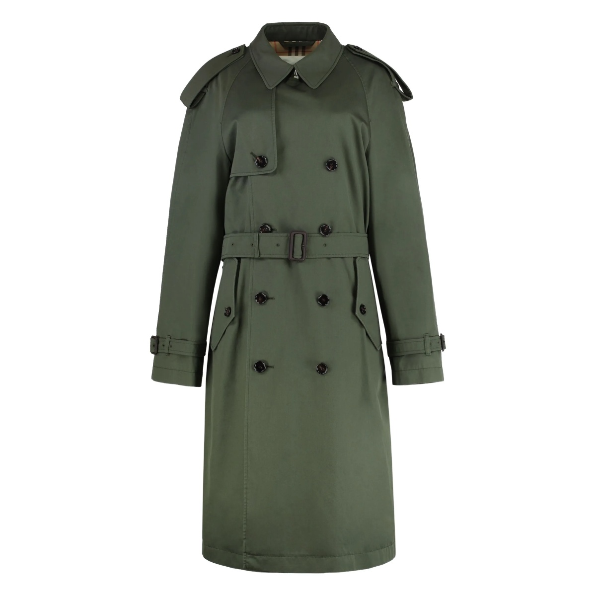 double-breasted belted trench coat