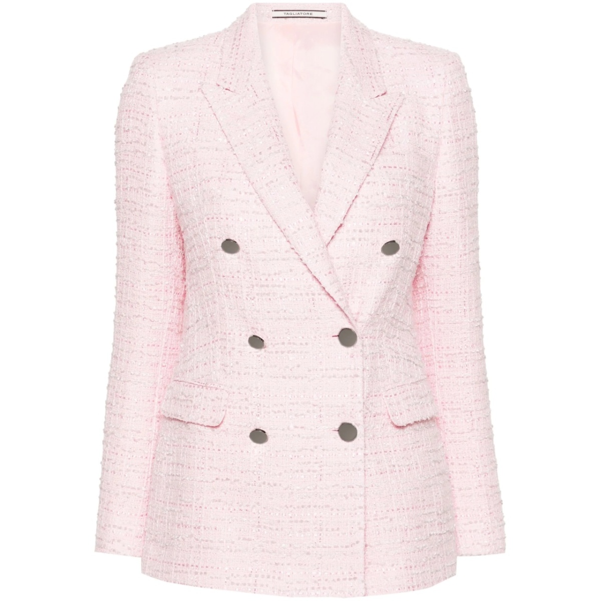 double-breasted bouclé blazer
