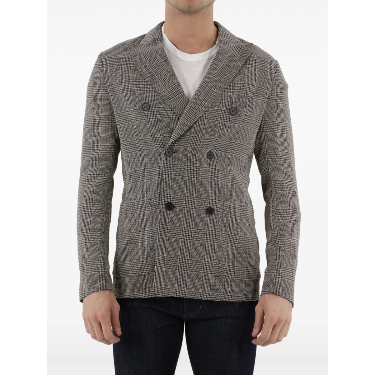 double-breasted Glen plaid jacket