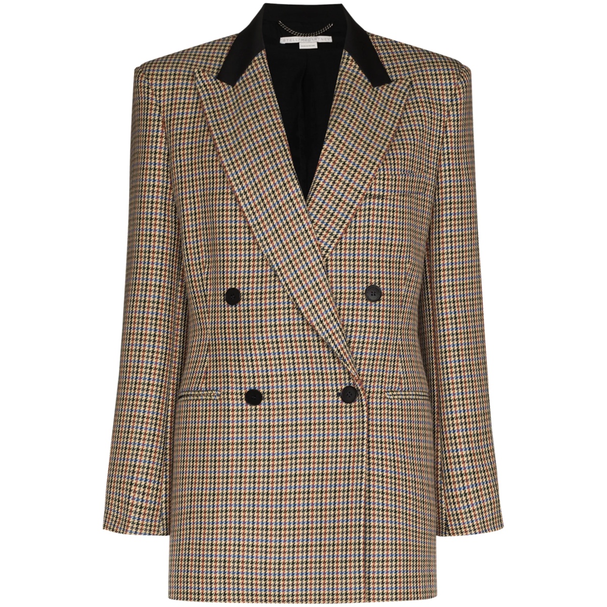 double-breasted houndstooth blazer