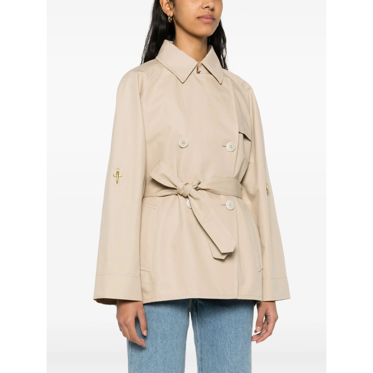 double-breasted short trench coat - Img 3