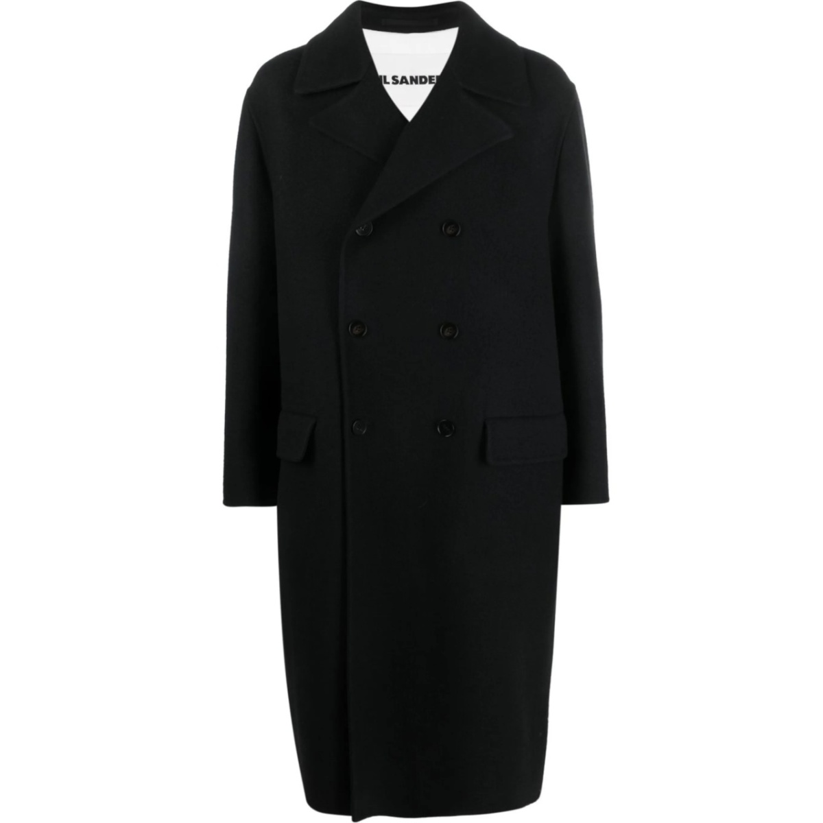 double-breasted virgin wool coat