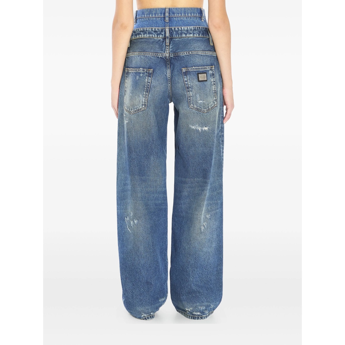 double-waist distressed jeans - Img 4