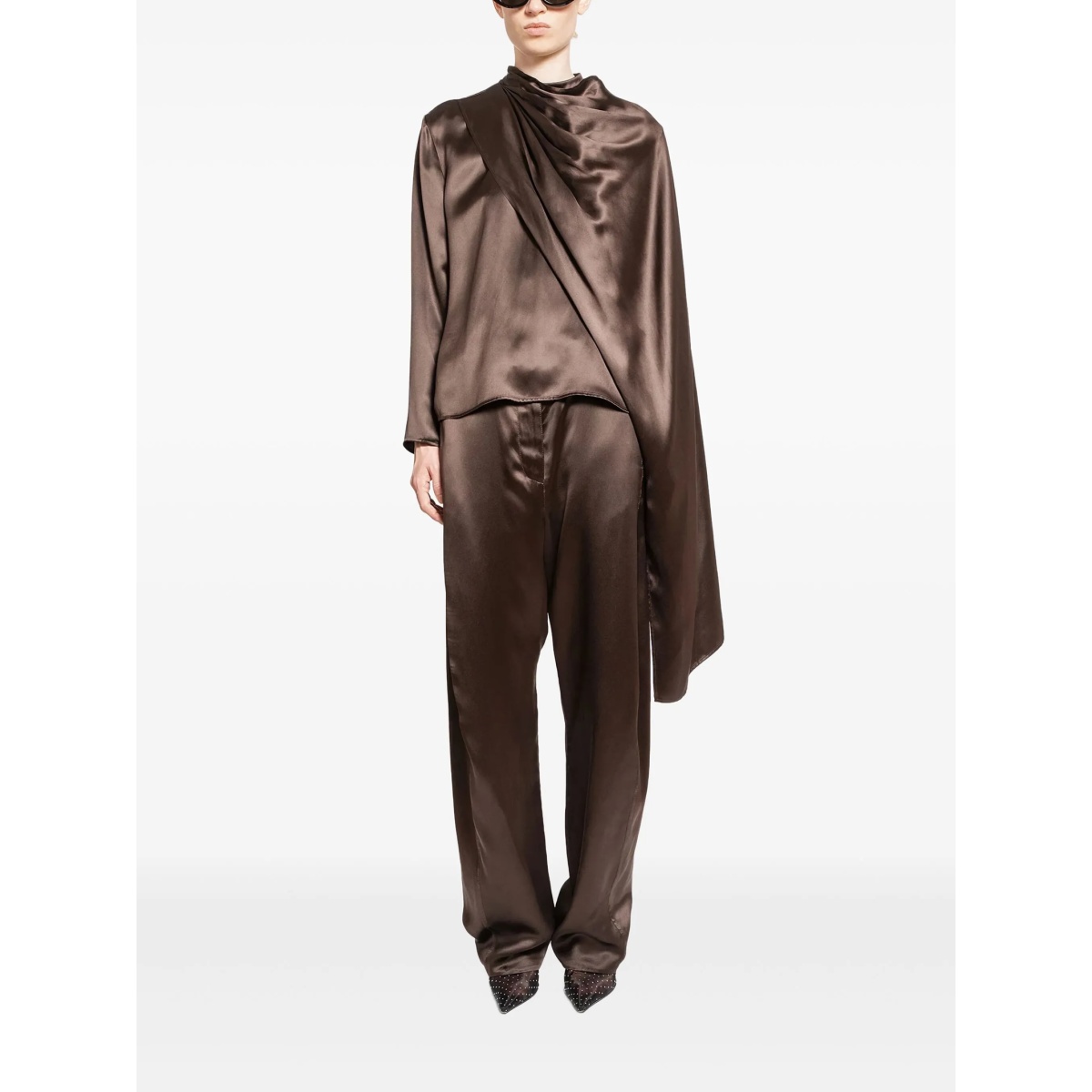 draped silk blouse