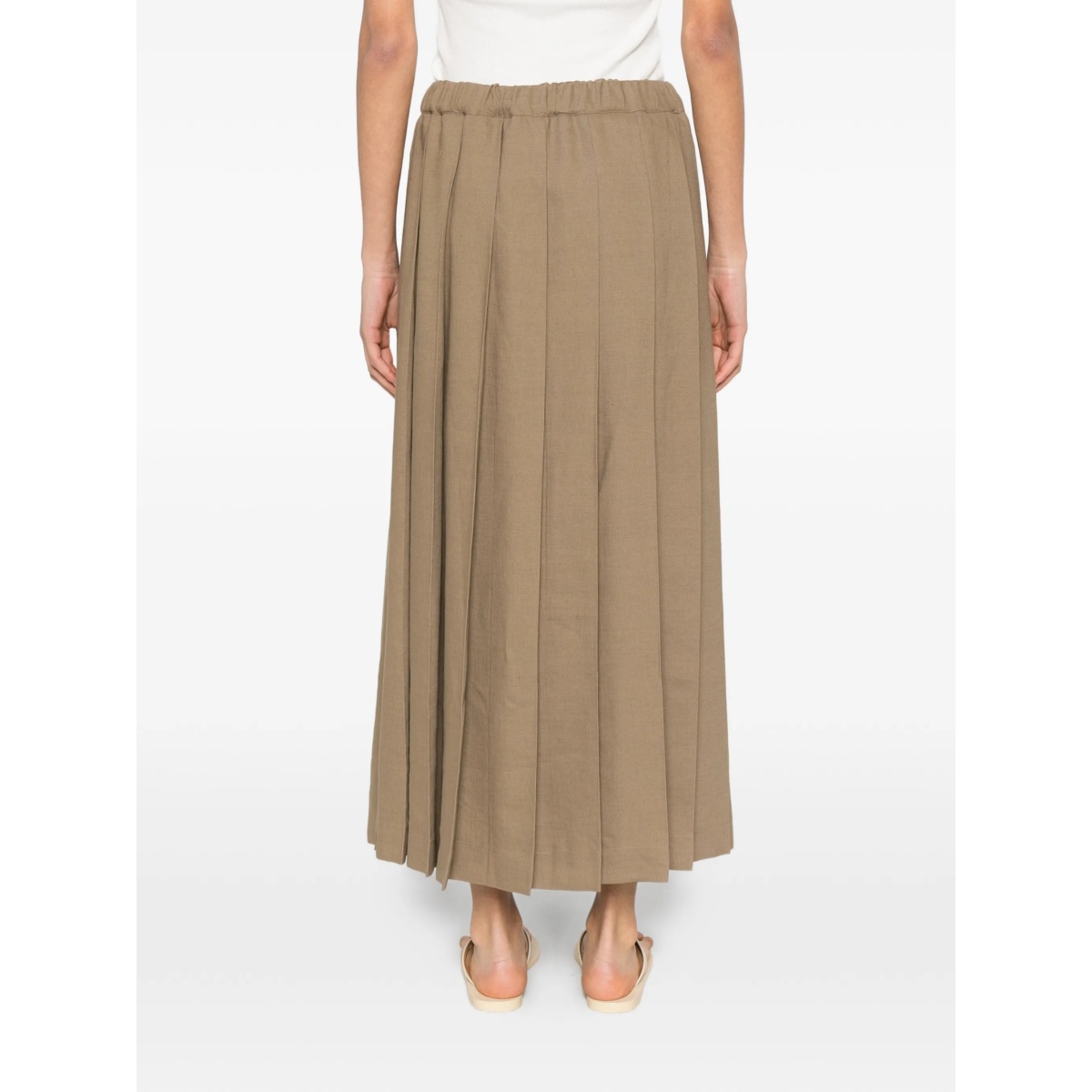 drawstring-fastening pleated midi skirt - Img 4