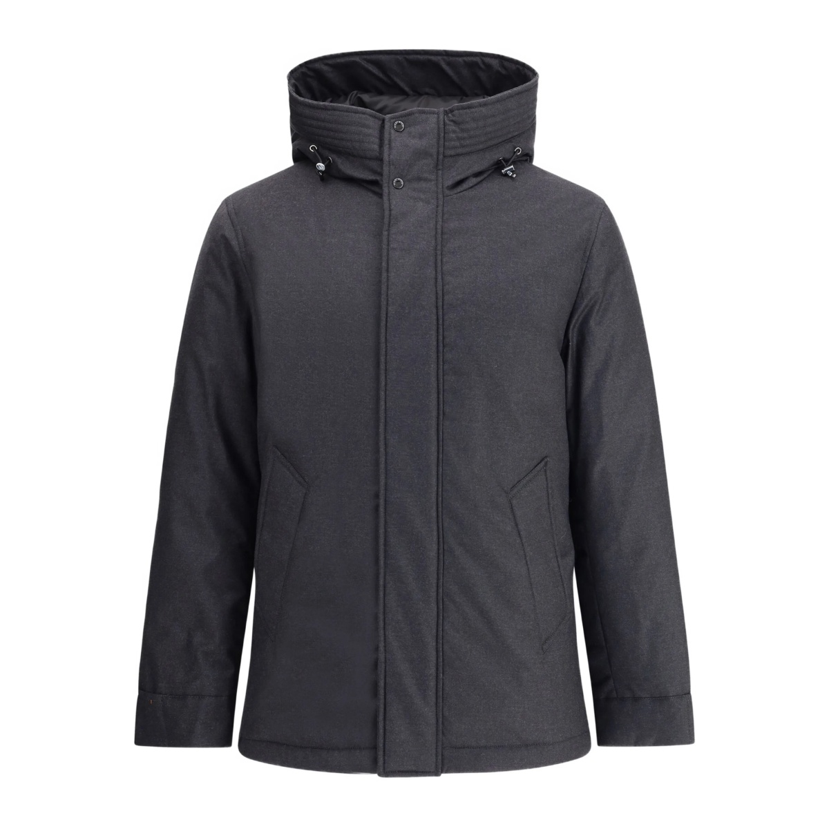 drawstring-hood down jacket