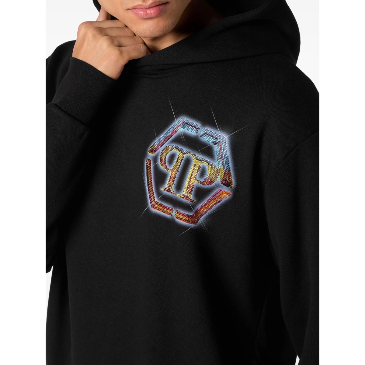 embellished logo-print hoodie - Img 4