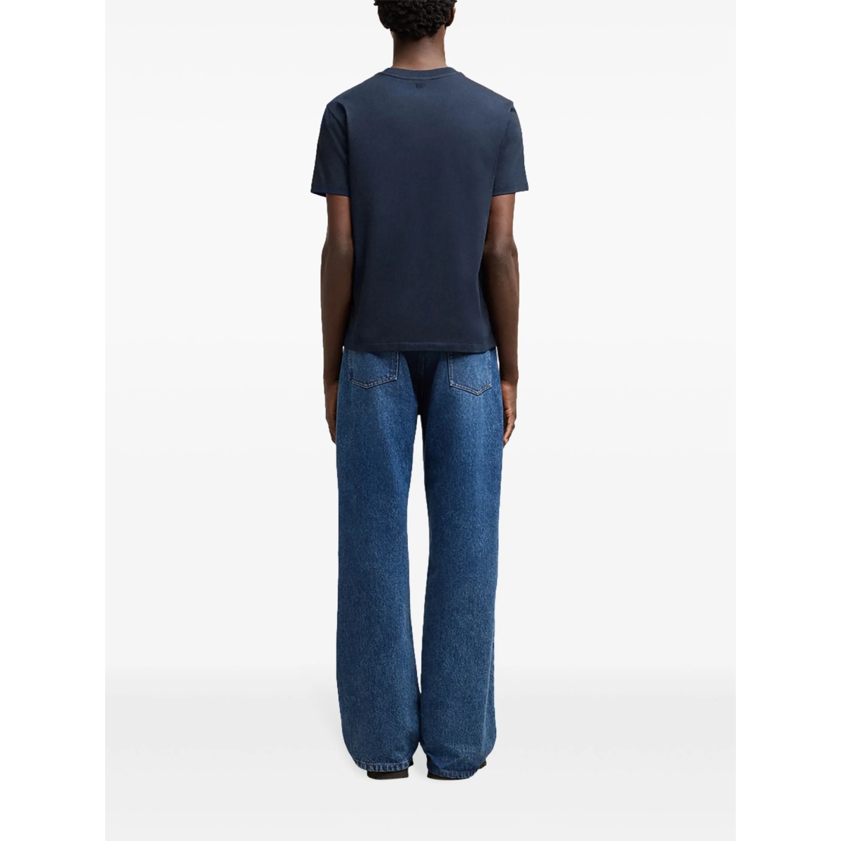embroidered logo ribbed neck t-shirt - Img 4
