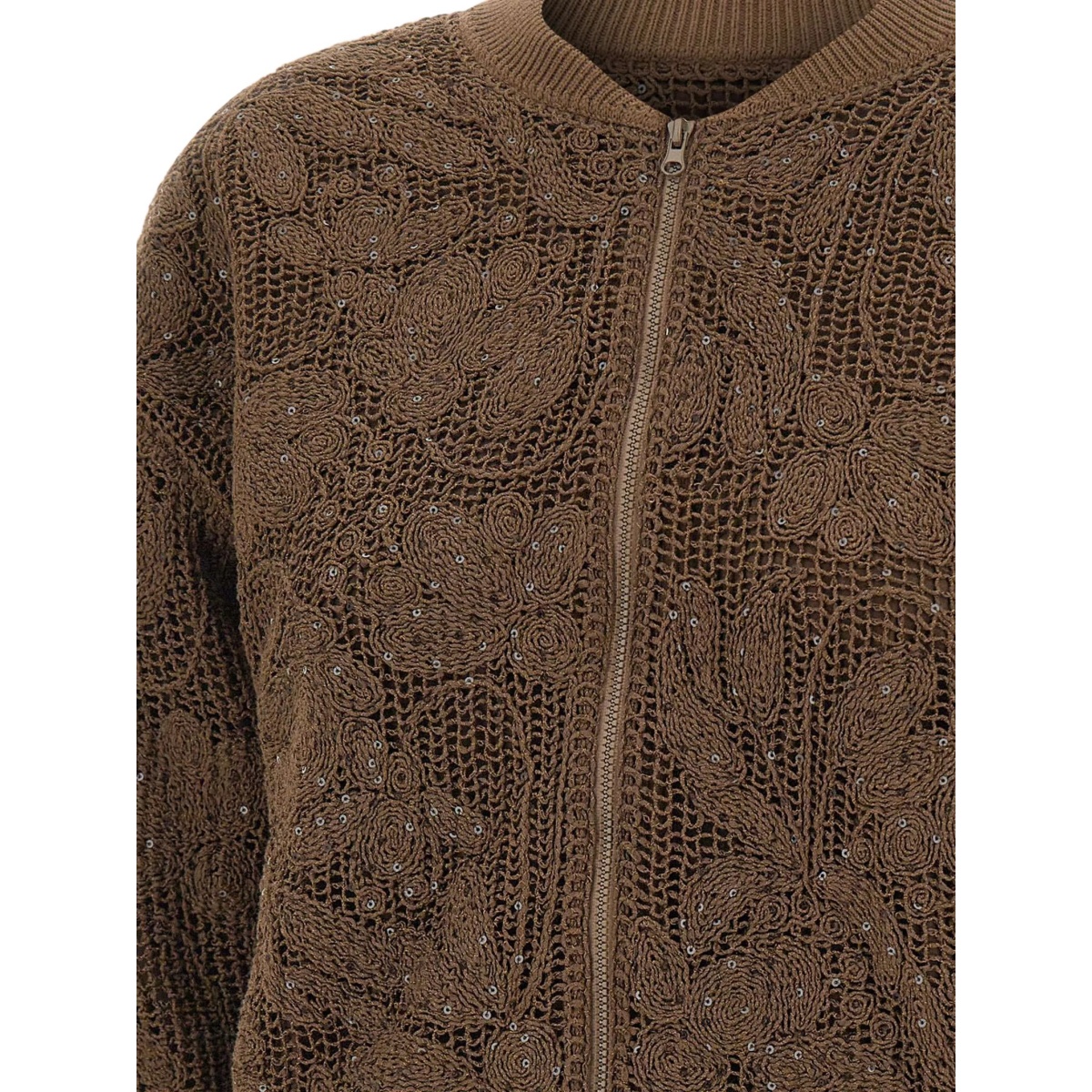 embroidery sequin bomber jacket - Img 5