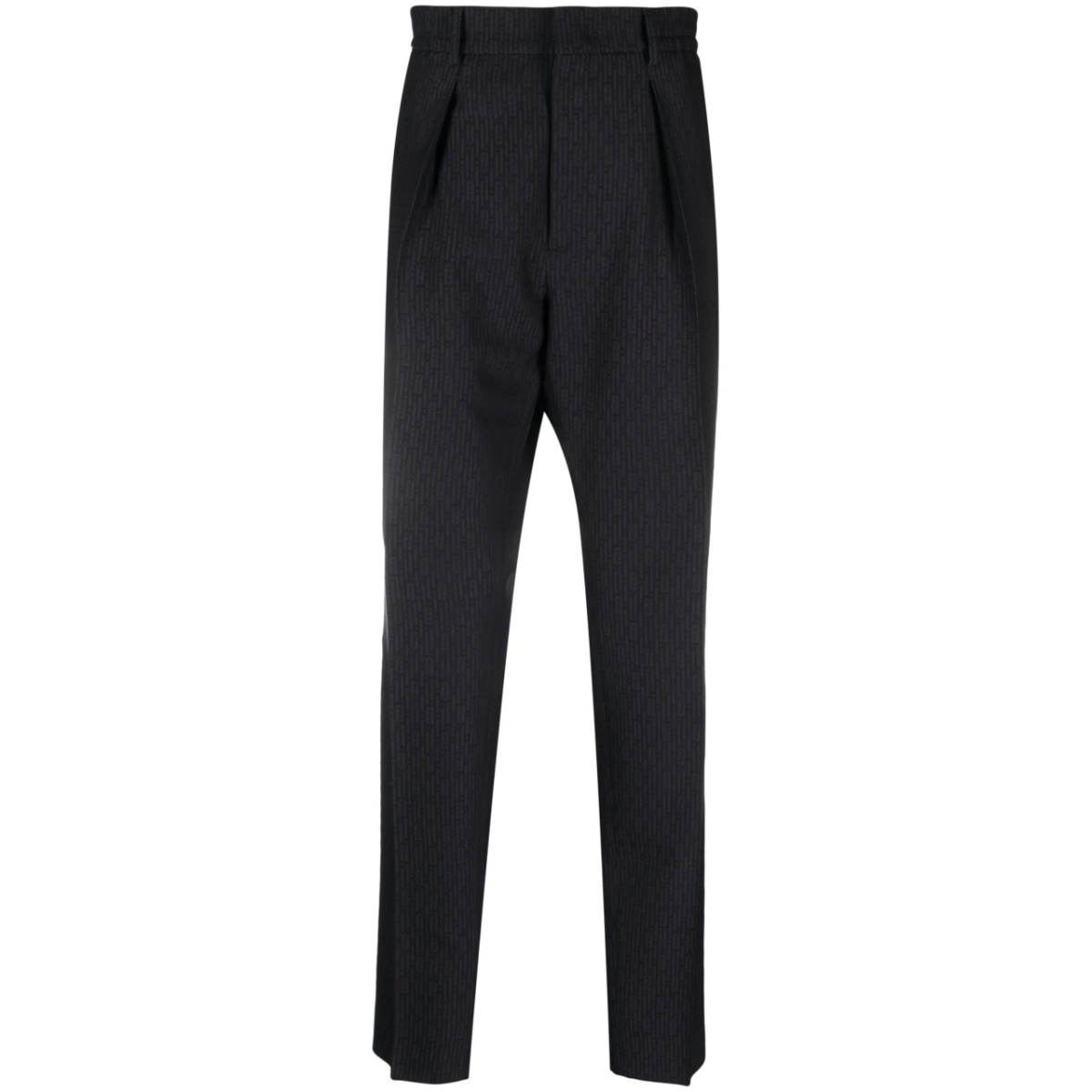 FF-jacquard tapered wool trousers