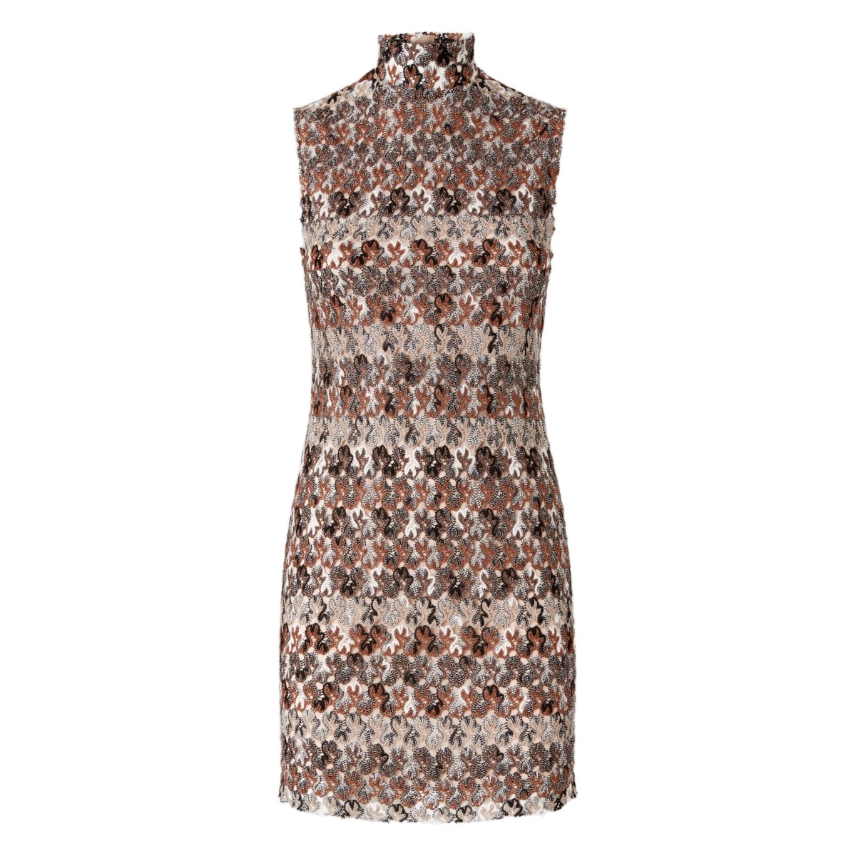 floral-lace sleeveless mini dress