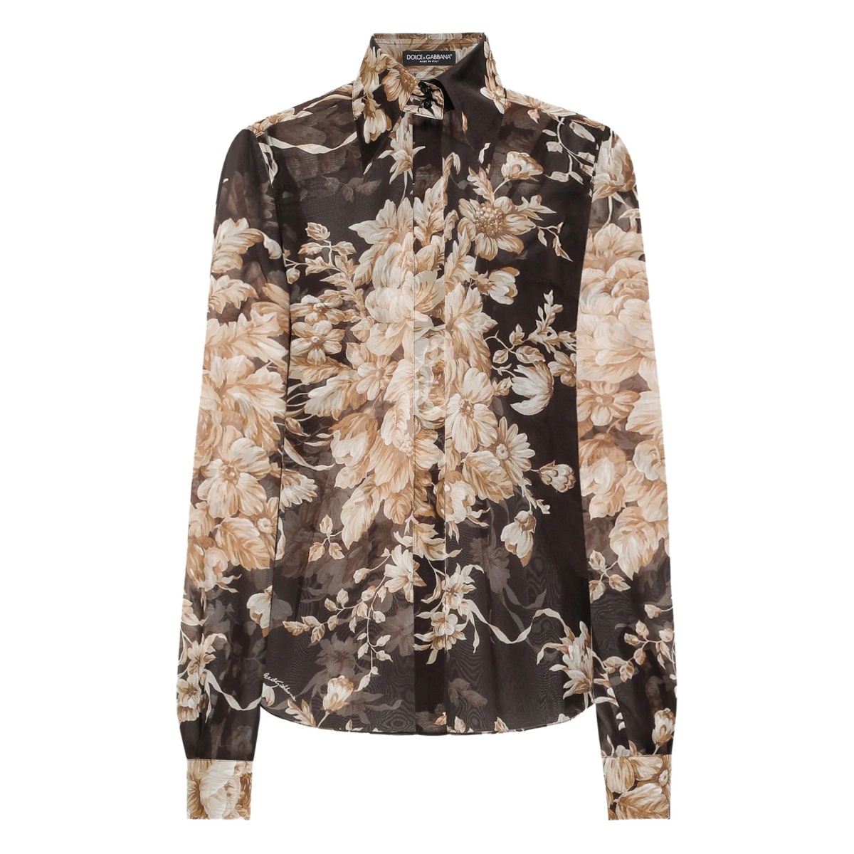 floral-print chiffon shirt