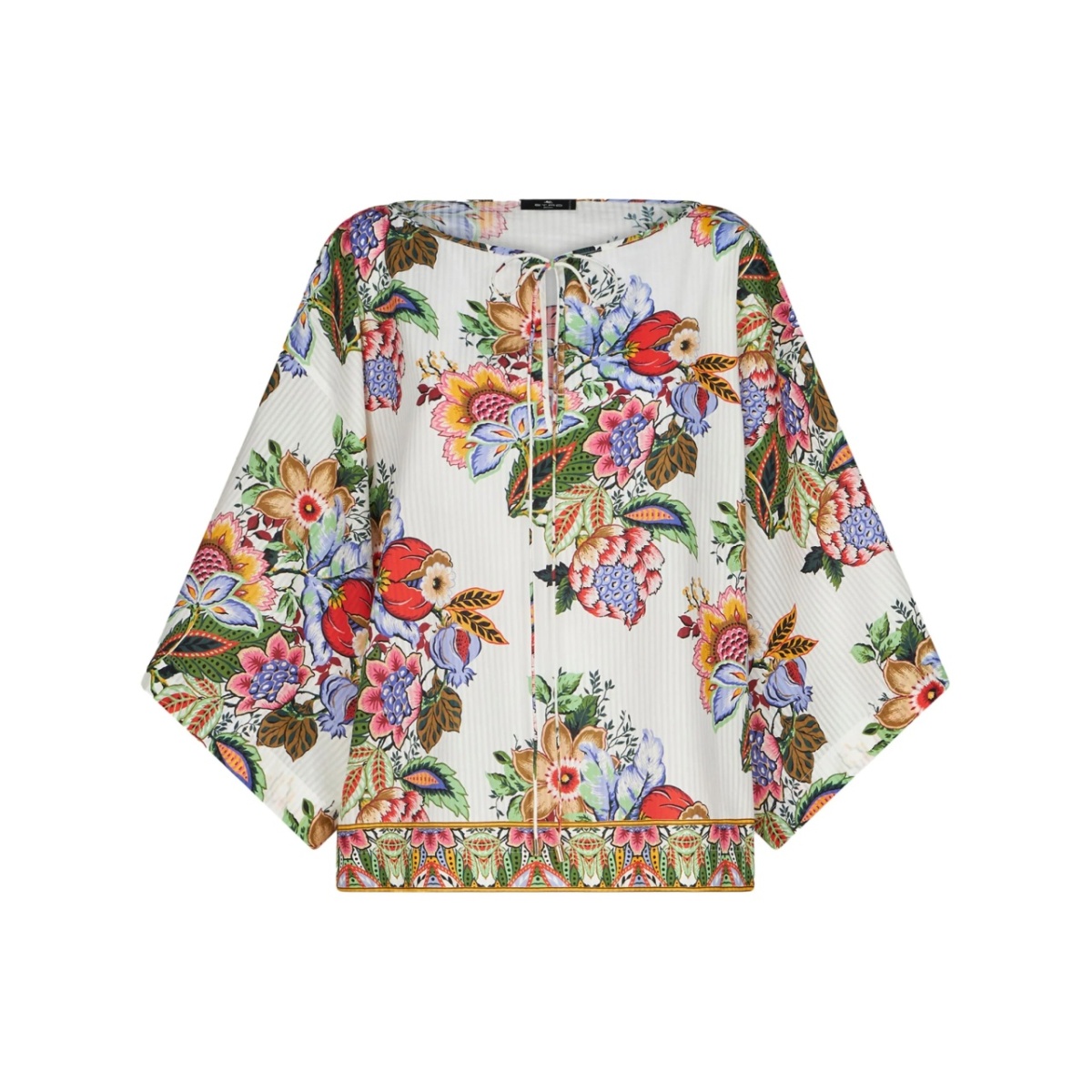 floral-print draped blouse