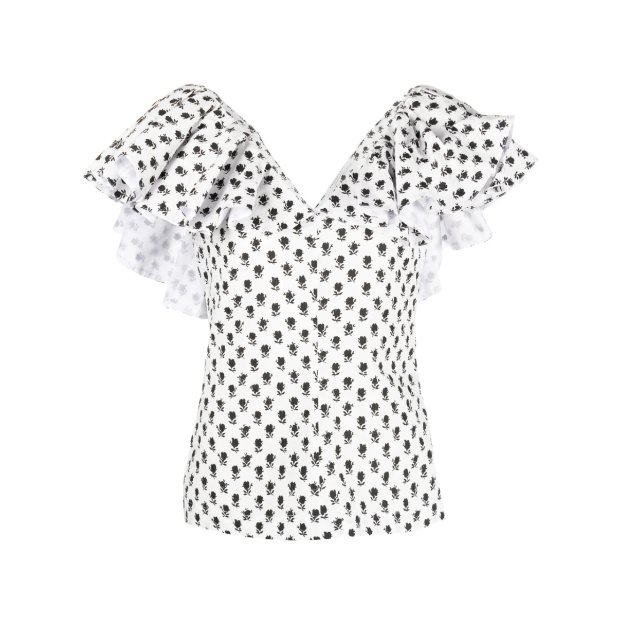 floral-print ruffled top