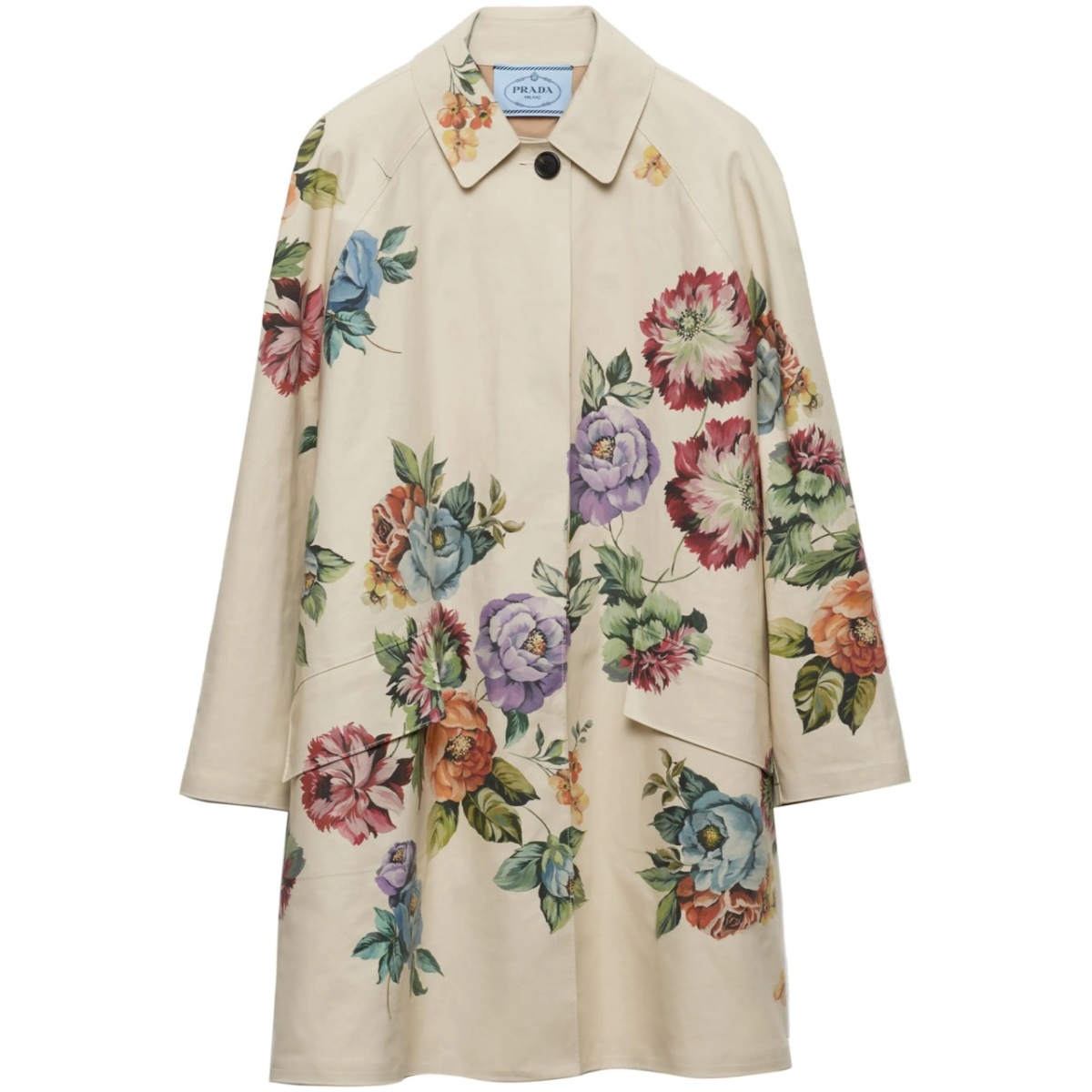 floral-print single-breasted coat