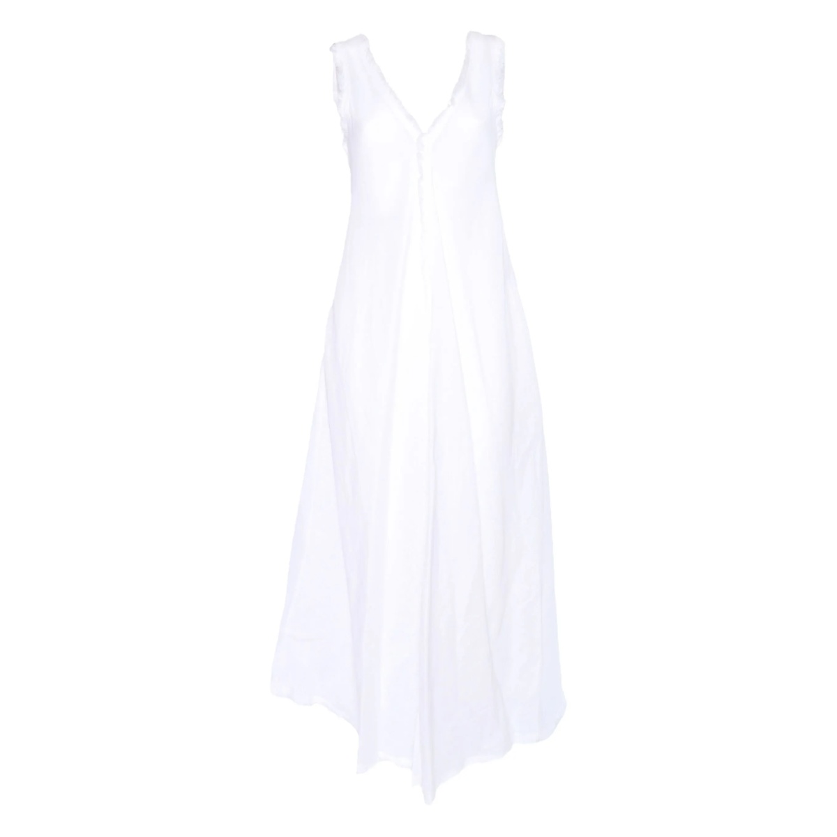 frayed V-neck linen dress - Img 2
