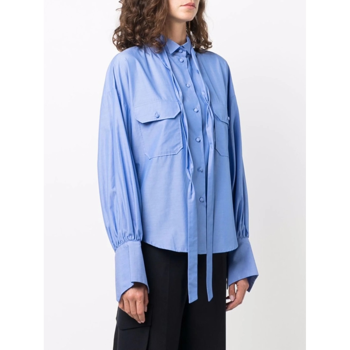 gathered-cuff cotton shirt - Img 3