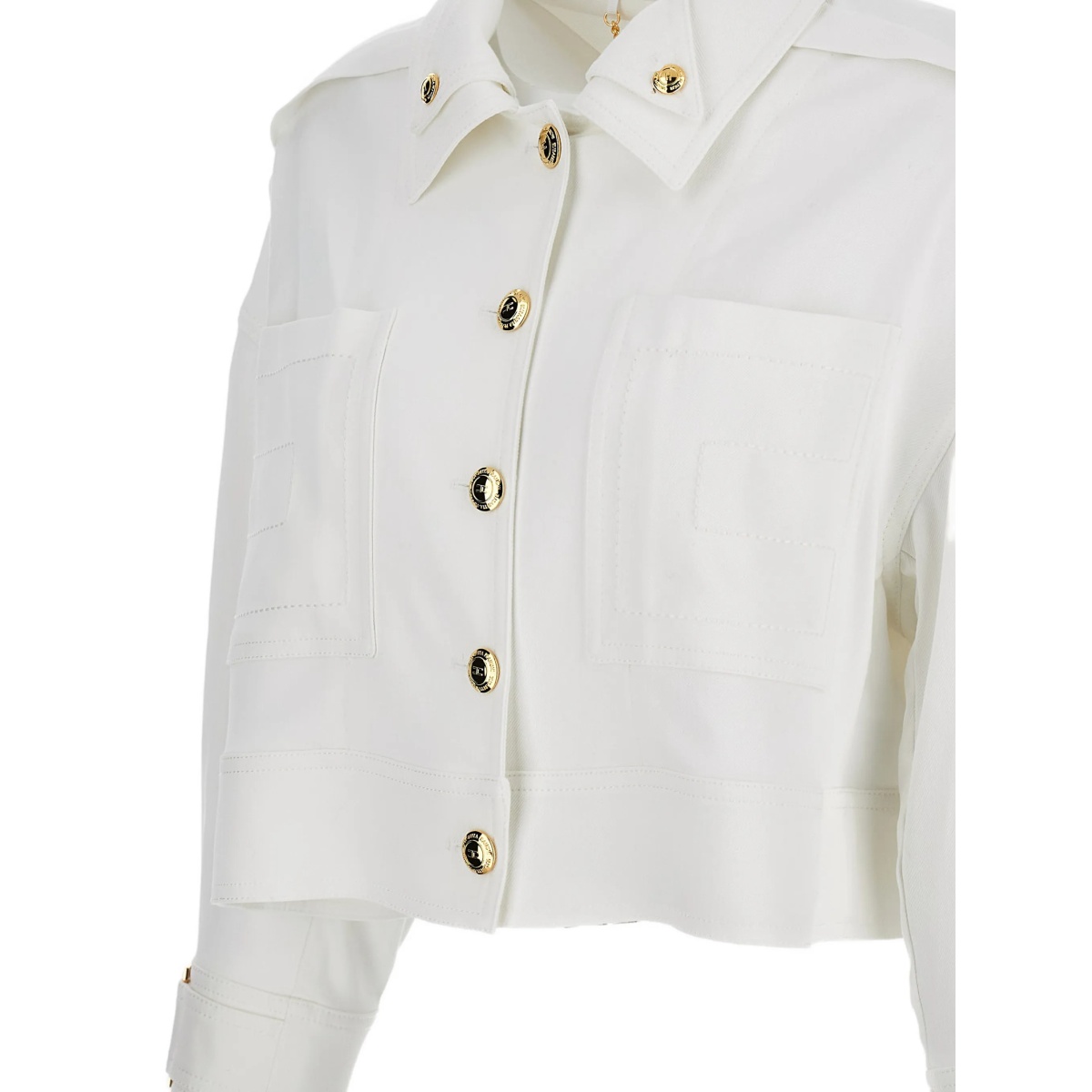 gold button patch pocket jacket - Img 3