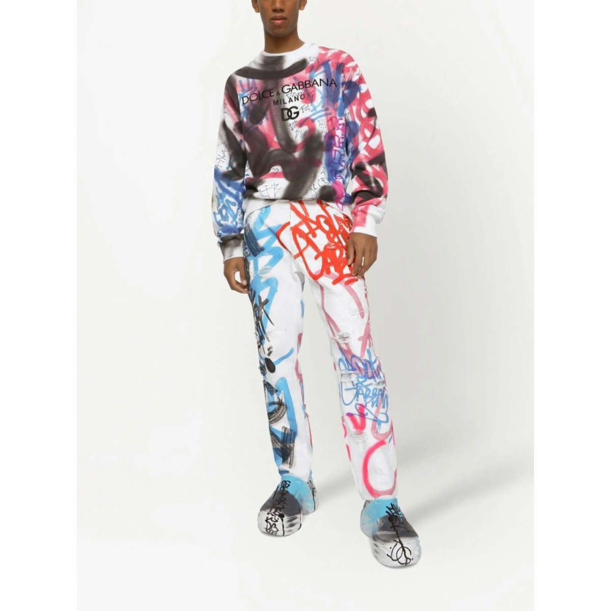 graffiti-print straight leg jeans - Img 2