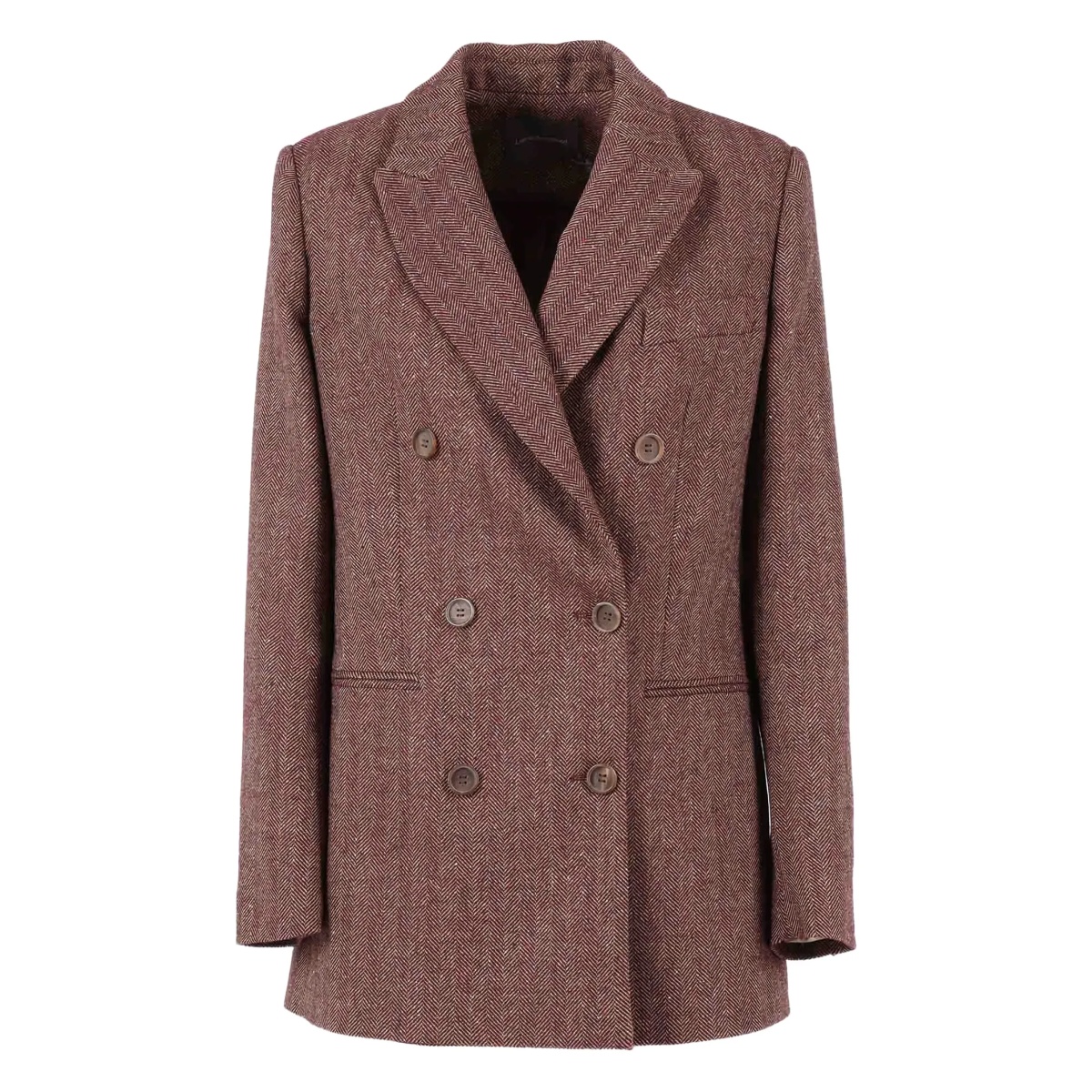 herringbone double-breasted blazer