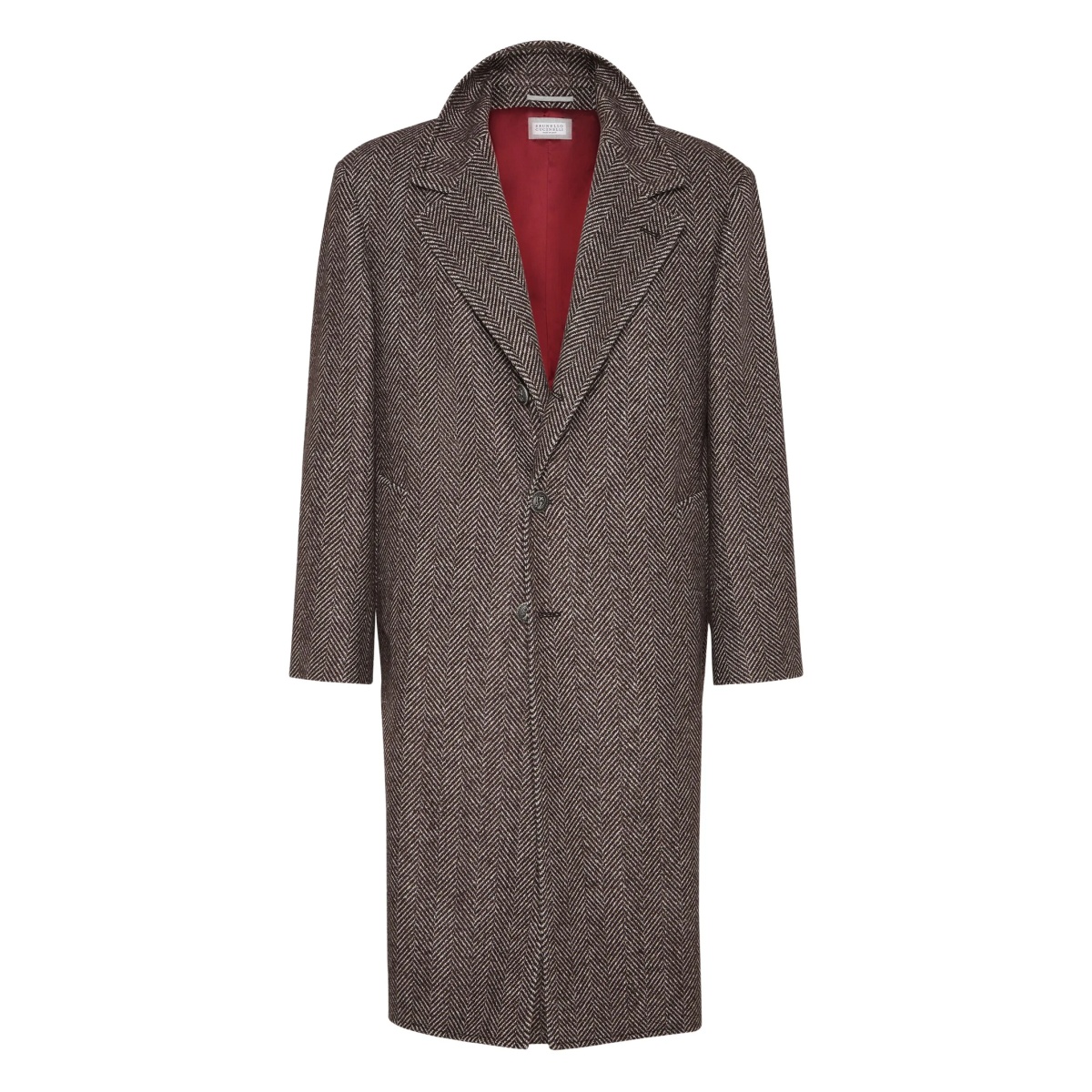 herringbone single-breasted coat