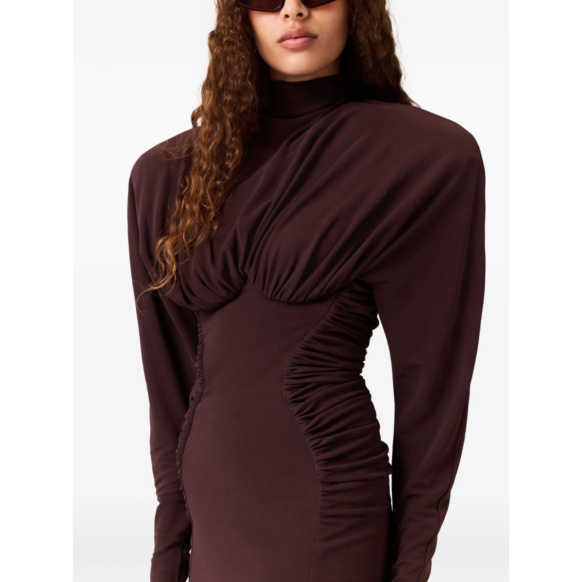 high-neck ruched mini dress - Img 5