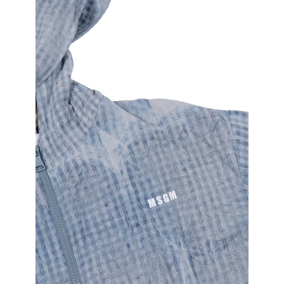 hooded checked denim jacket - Img 3
