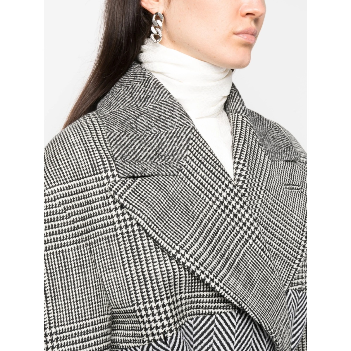 houndstooth-pattern belted coat - Img 5