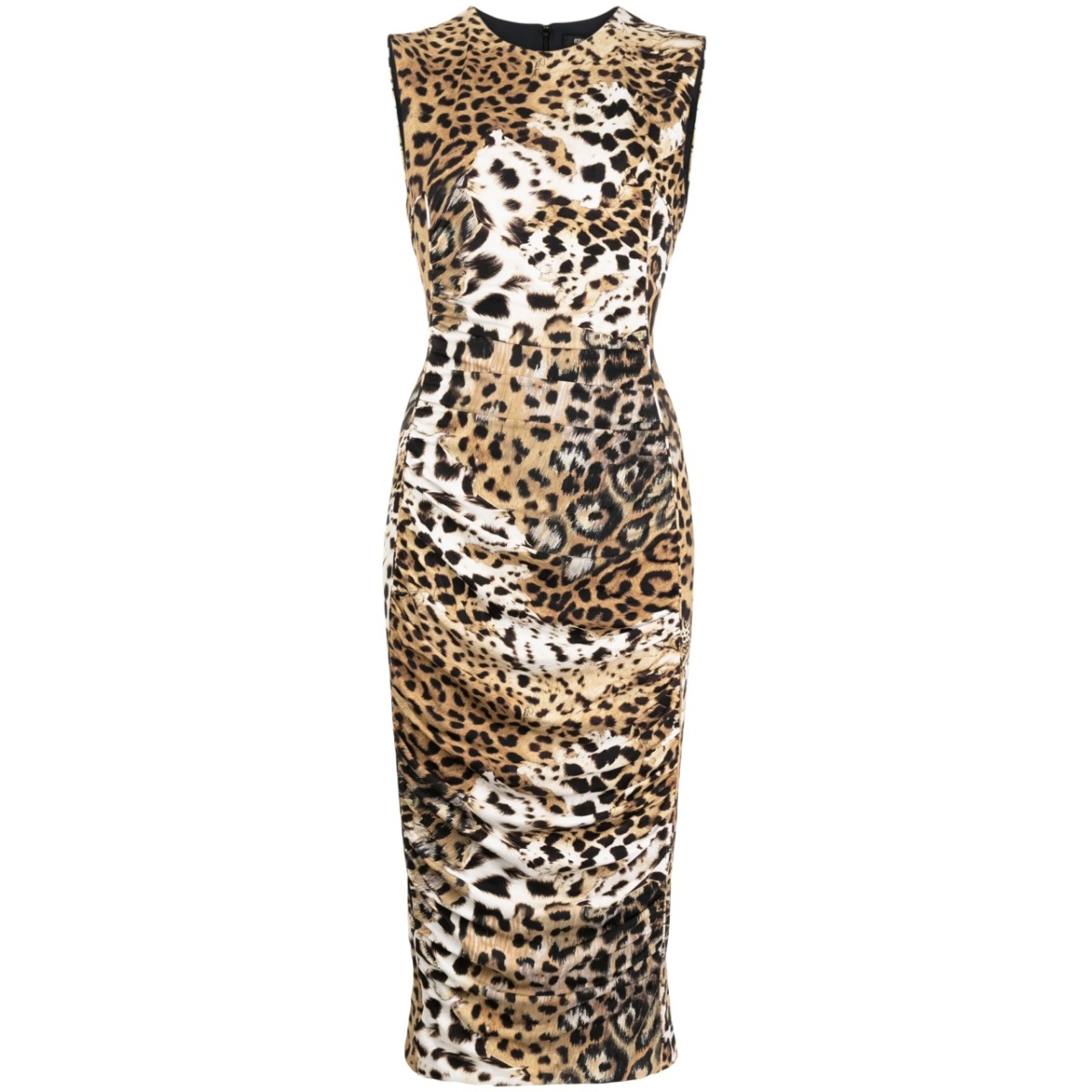 jaguar-print gathered midi dress