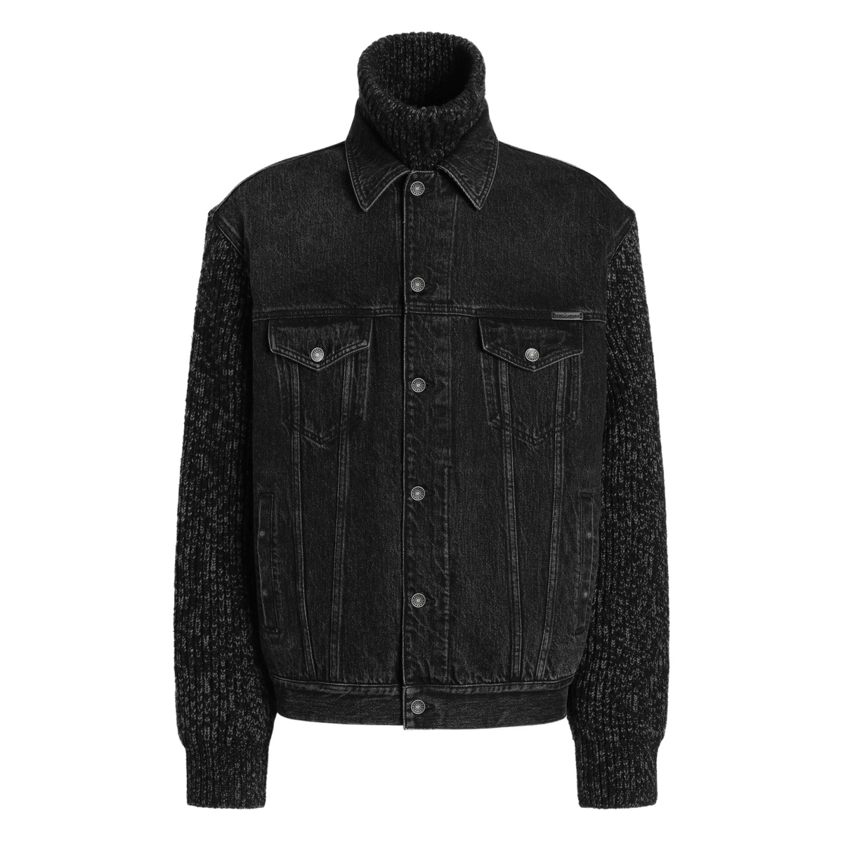 knitted-panel denim jacket