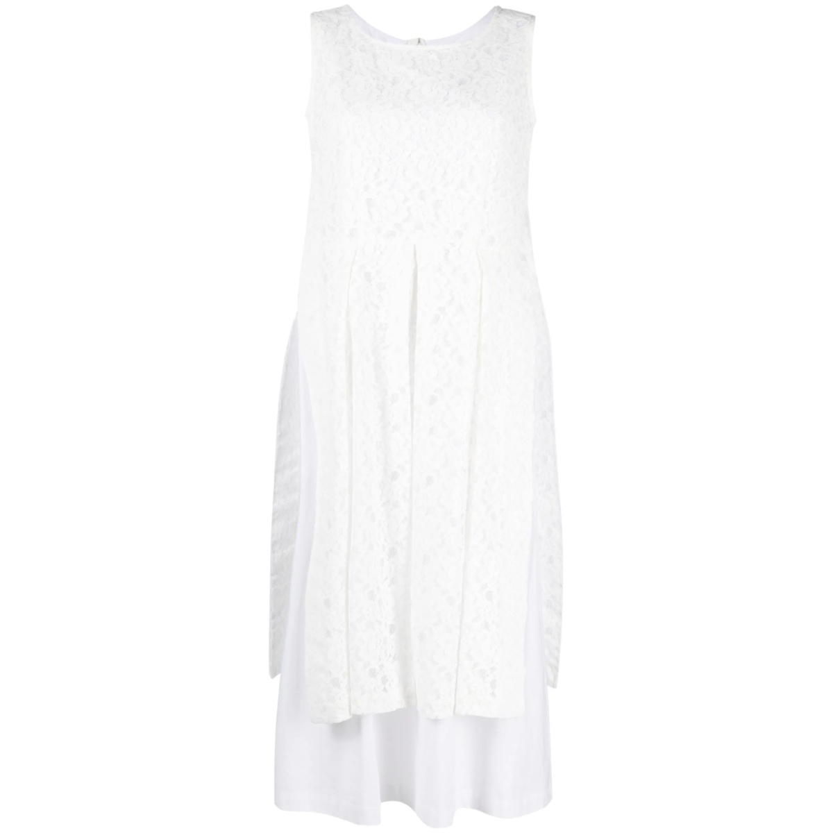 lace-overlay midi dress