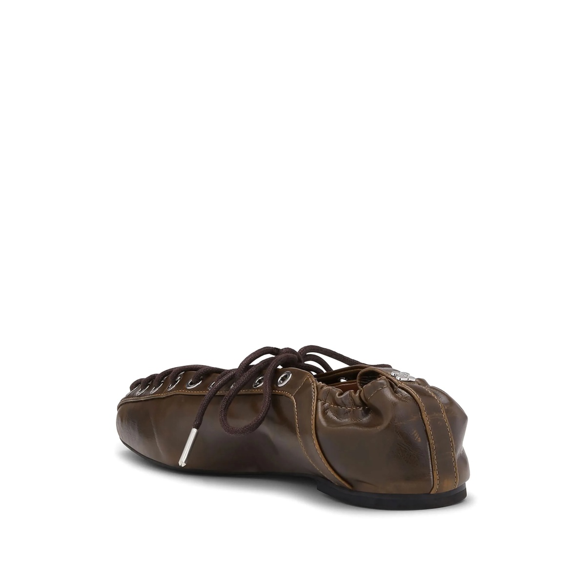 lace-up leather ballerina shoes - Img 3