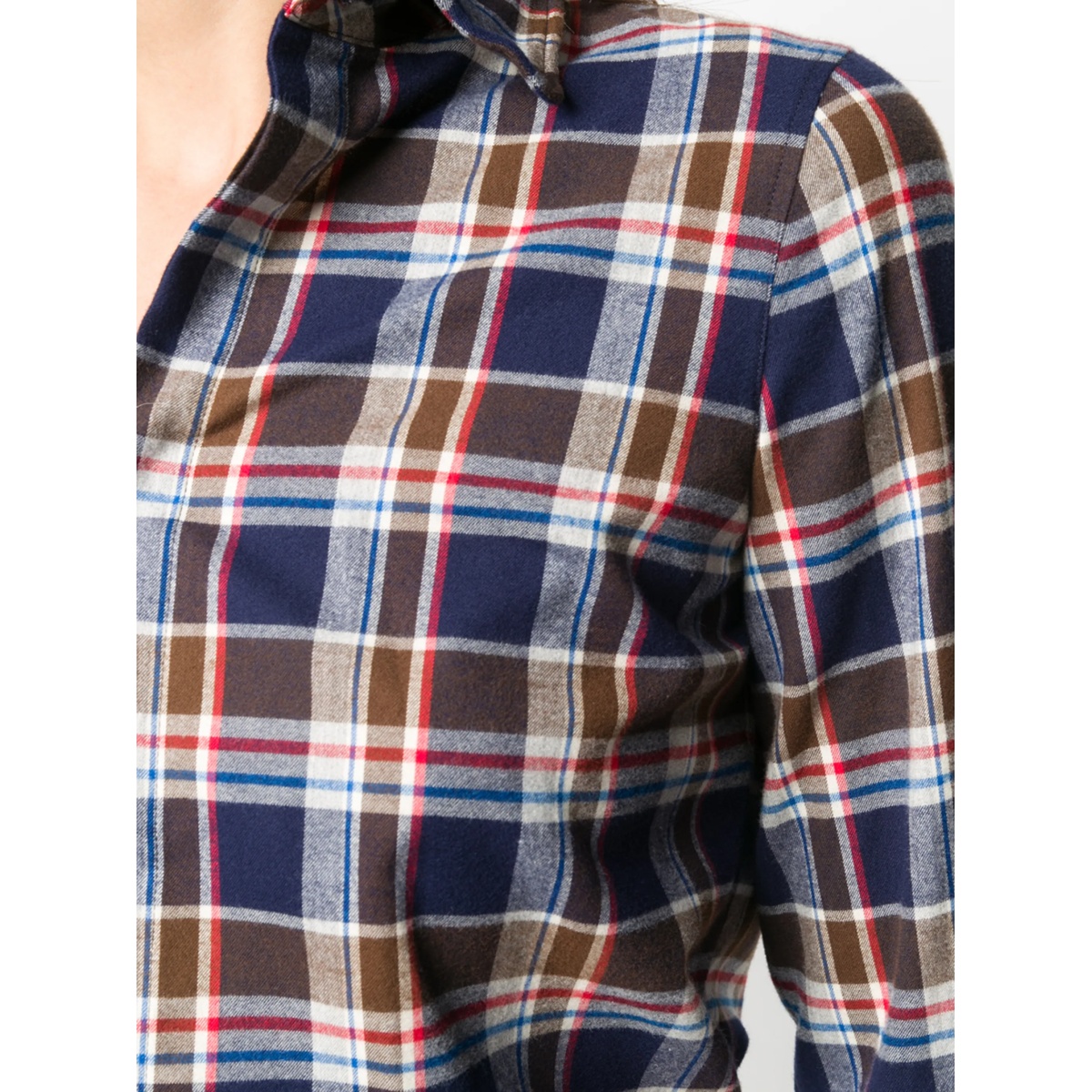 layered-sleeves plaid shirt - Img 5