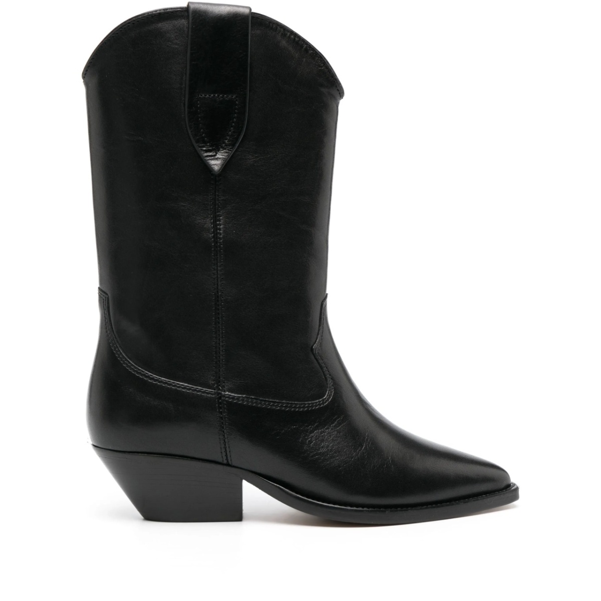 leather block-heel boots