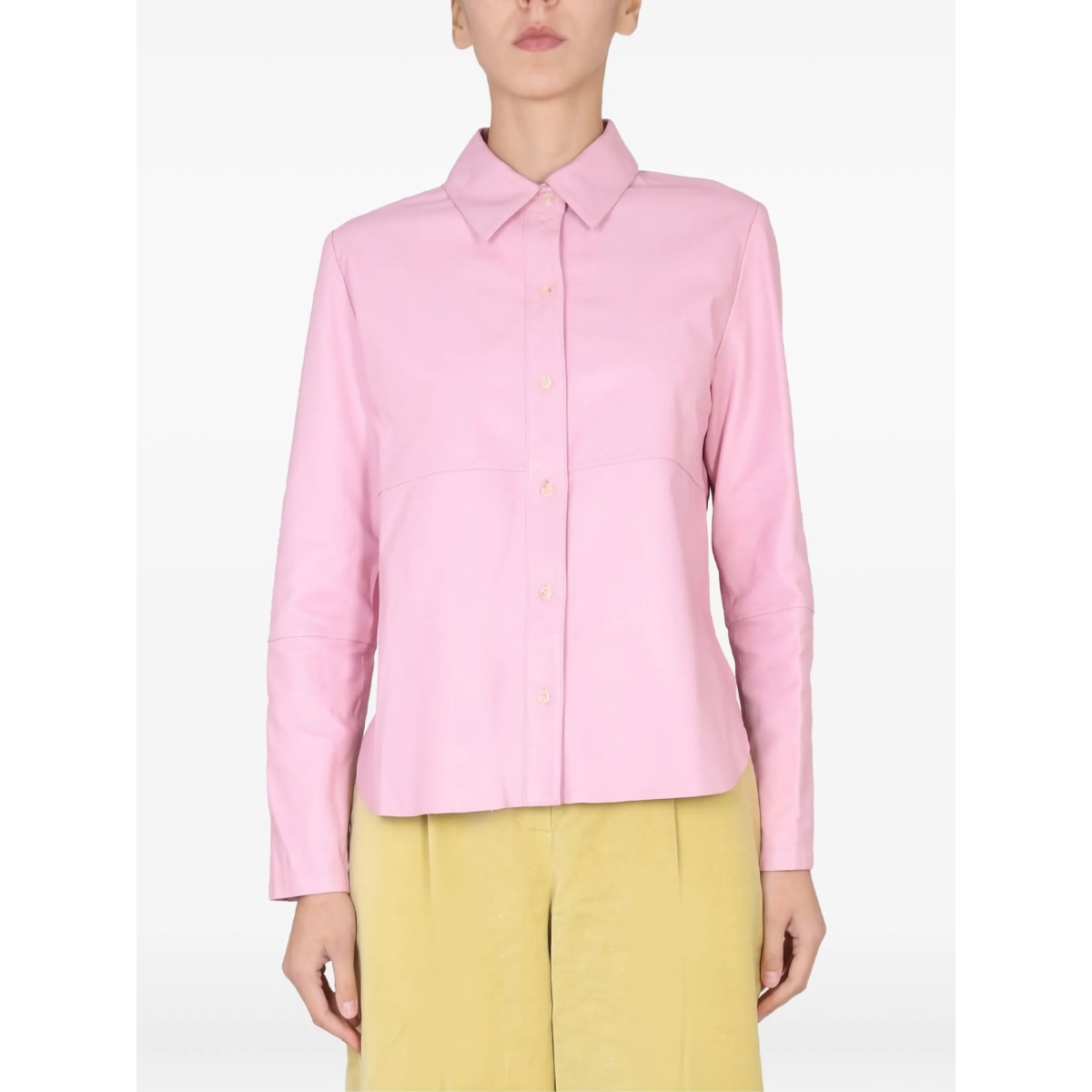 leather button-down shirt