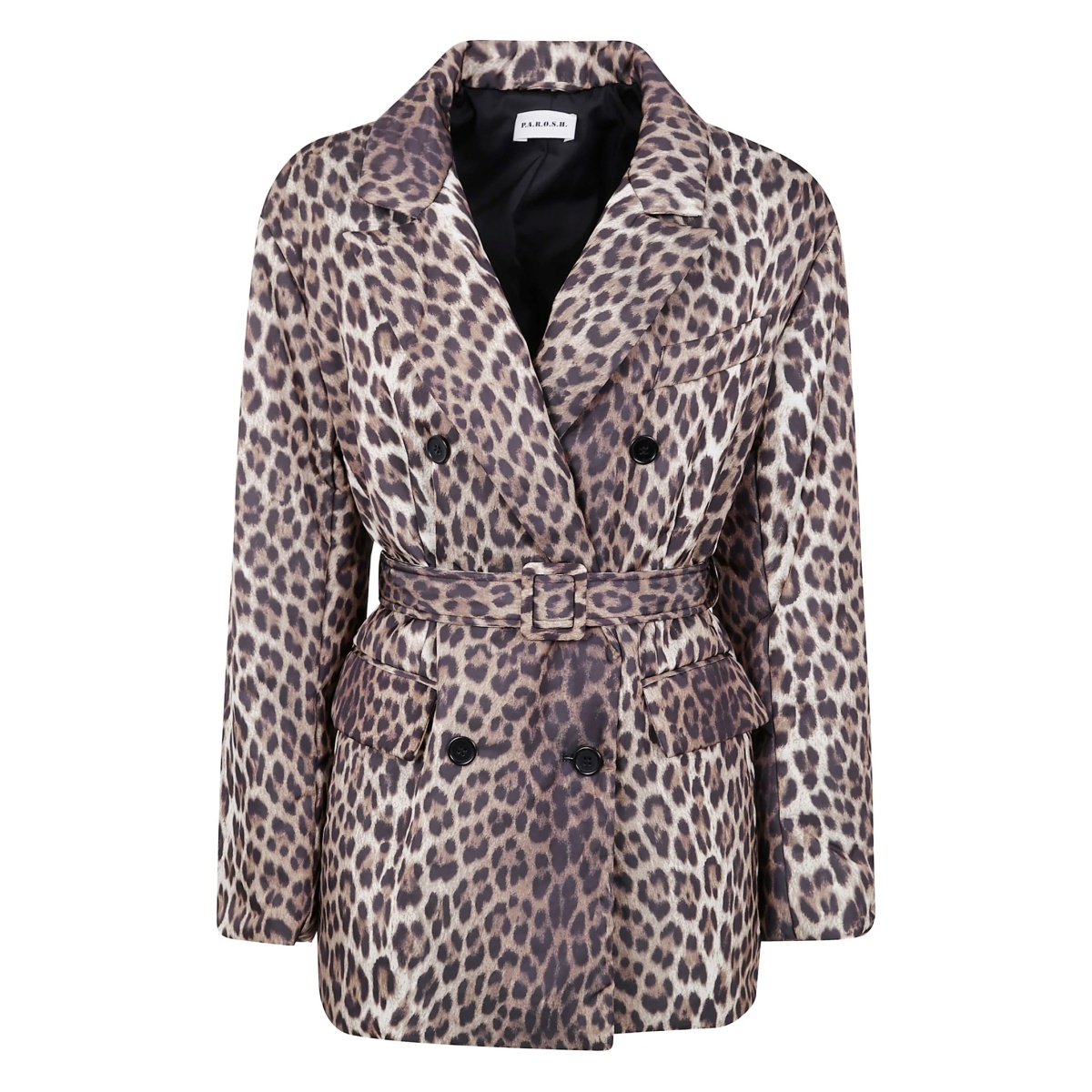 leopard-print belted coat