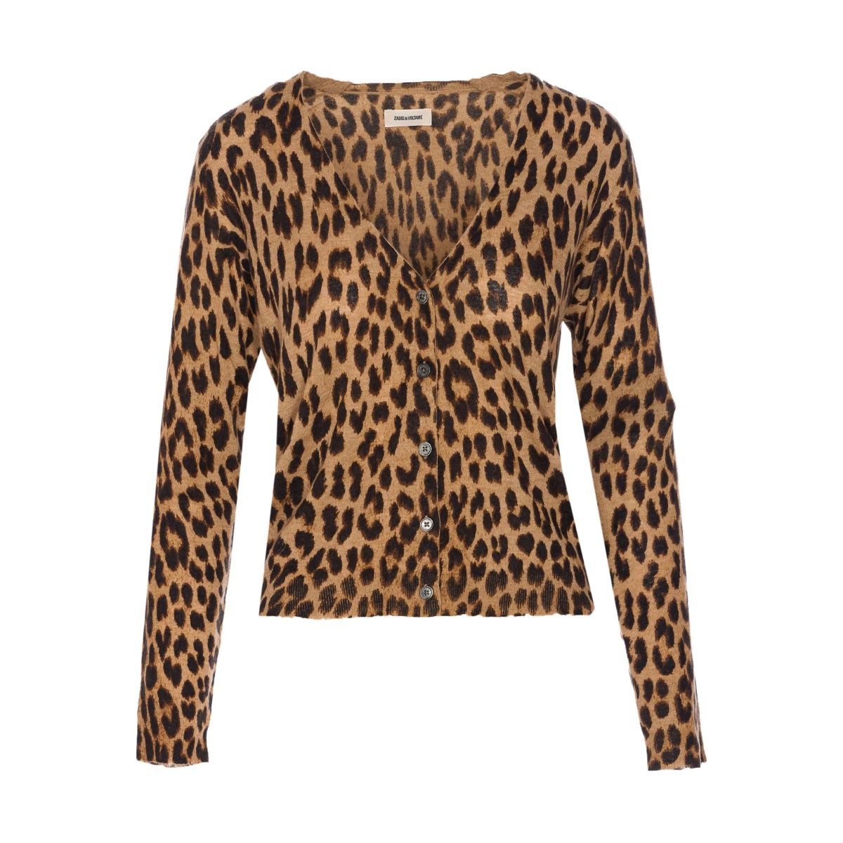 leopard-print button cardigan