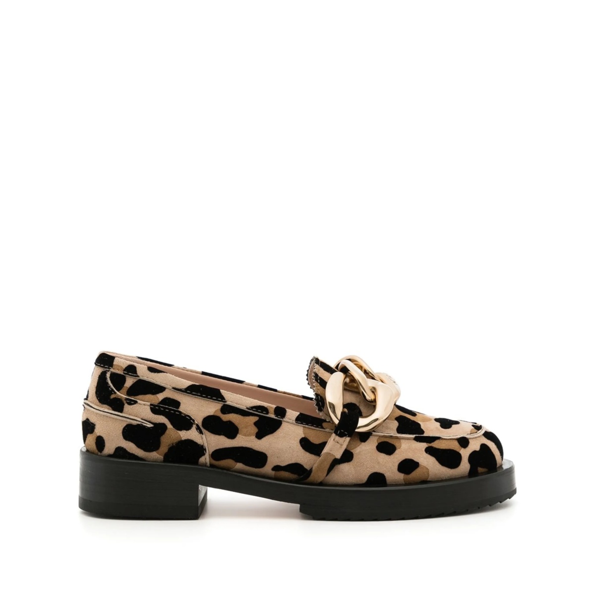 leopard-print chain-link loafers