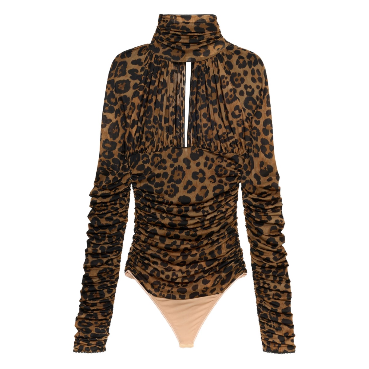 leopard-print ruched bodysuit