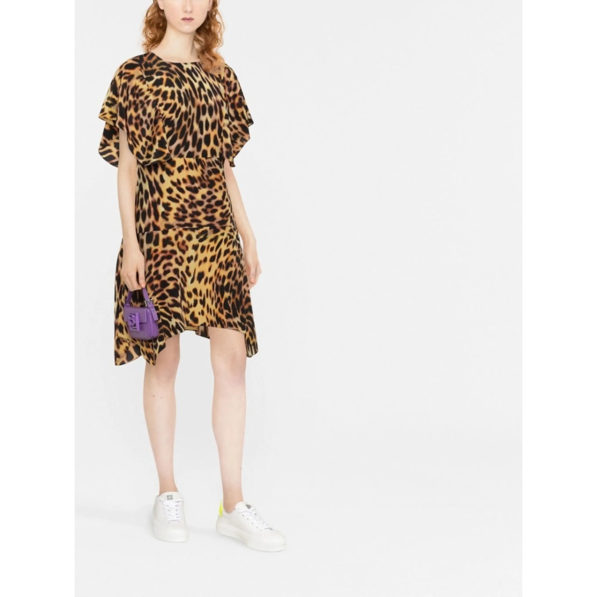 leopard-print silk flounce dress - Img 2