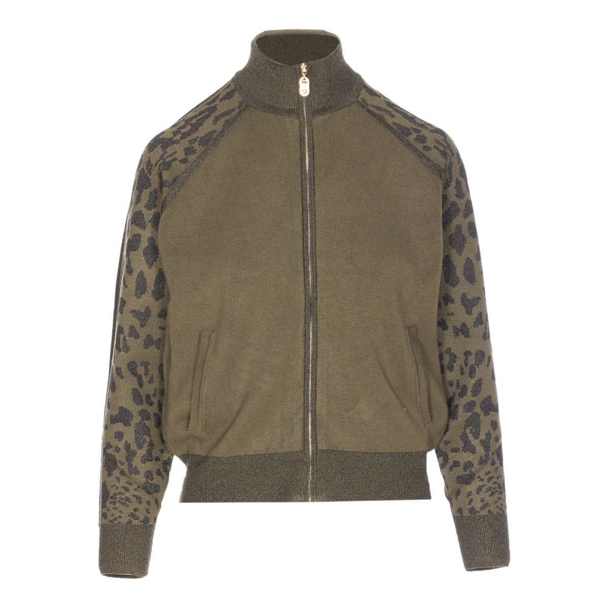leopard-print zipped-front sweatshirt