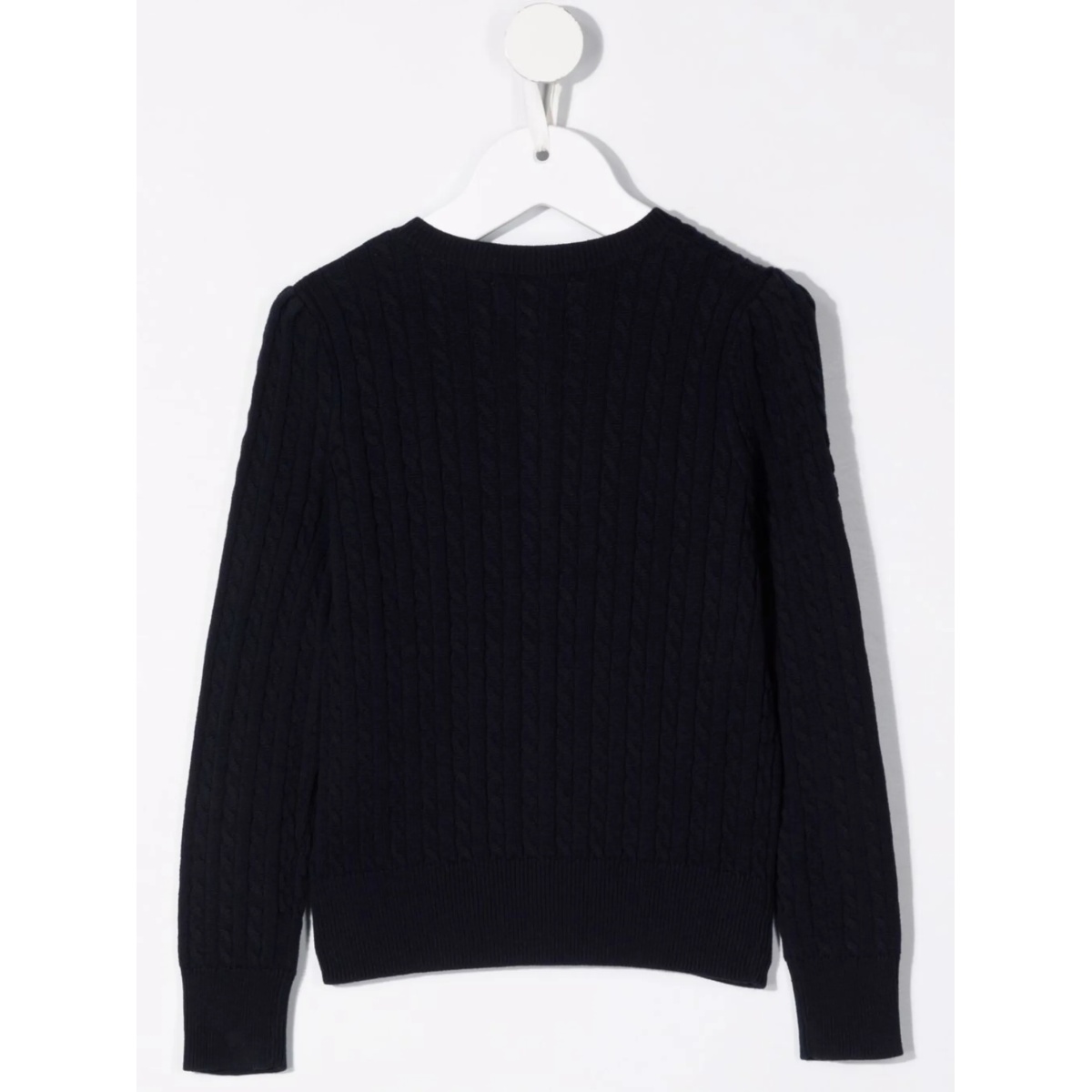 logo-embroidered cable-knit cardigan - Img 2
