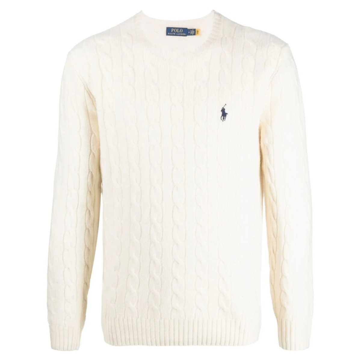 logo-embroidered cable-knit jumper